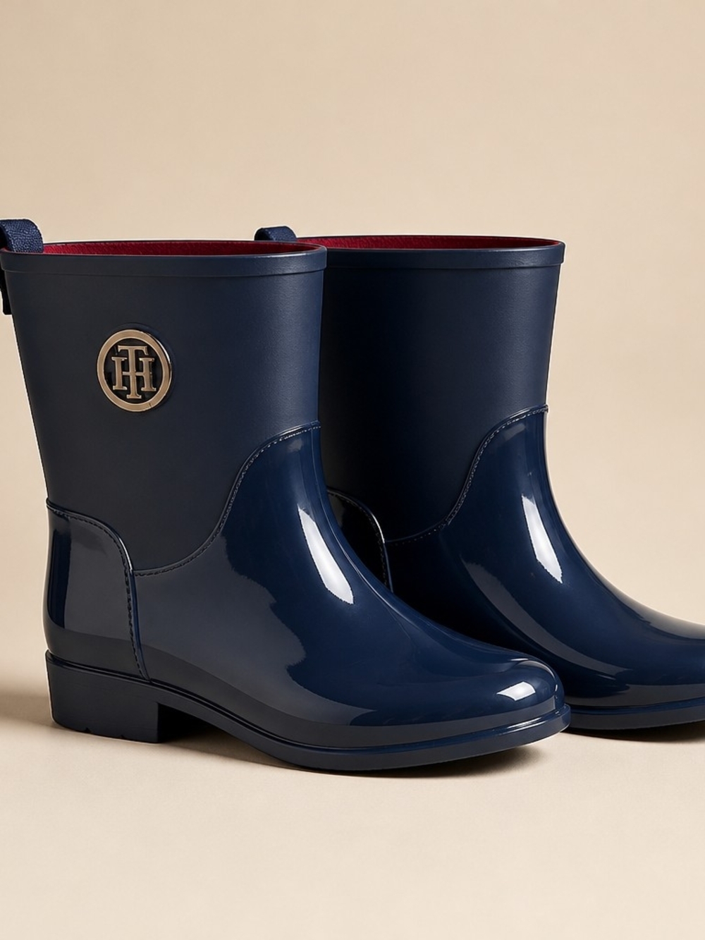Tommy Hilfiger Navy Rain Ankle Boots